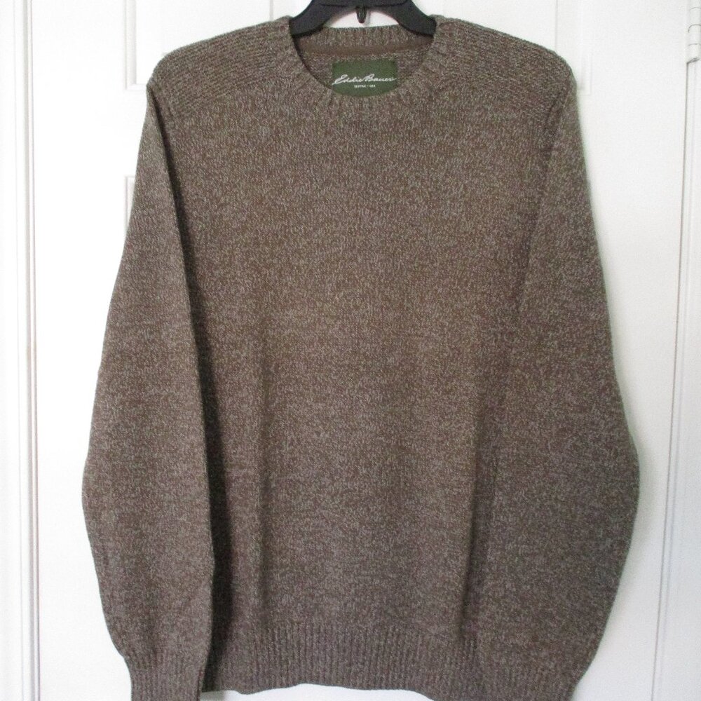 Eddie Bauer Womens L/S Tan Heather Winter-weight Cotton Crewneck Sweater NWOT-LT